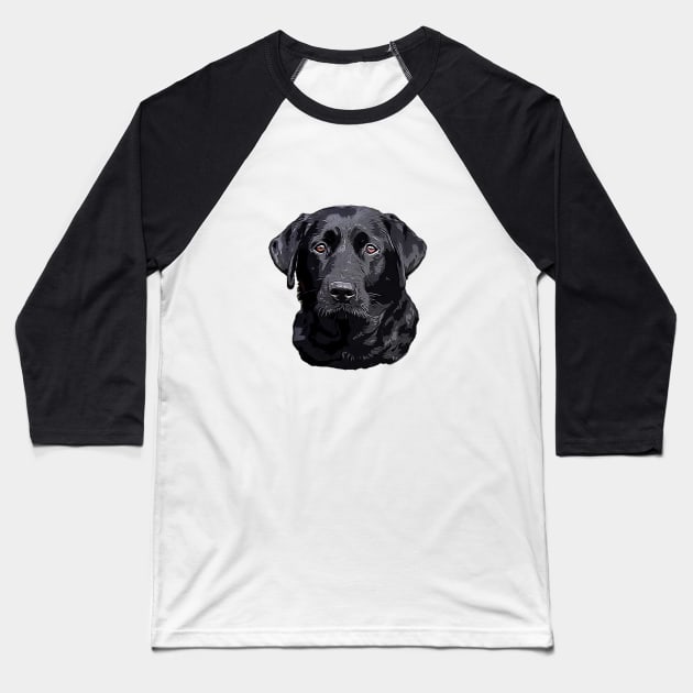 Labrador Retriever Black Dog Baseball T-Shirt by ElegantCat